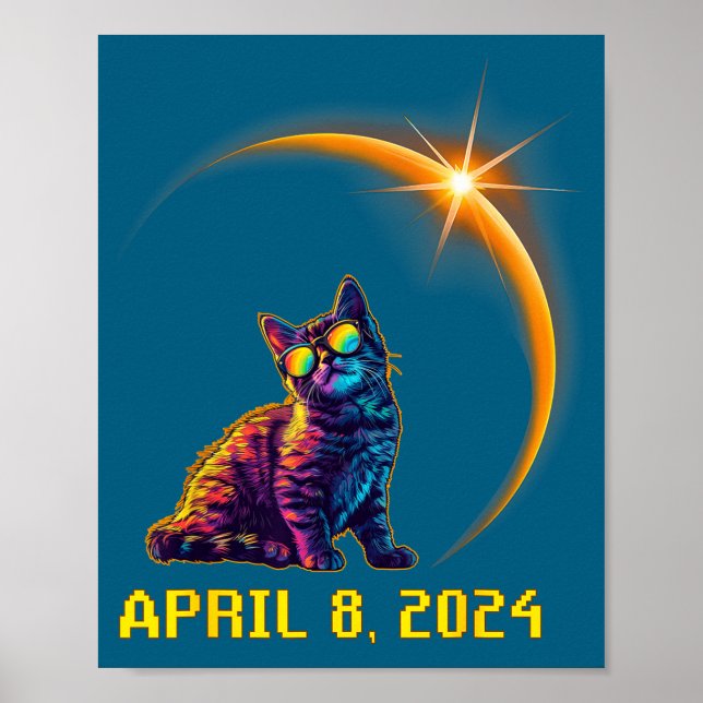 Poster Gato engraçado do eclipse solar Eclipse Solar (Frente)