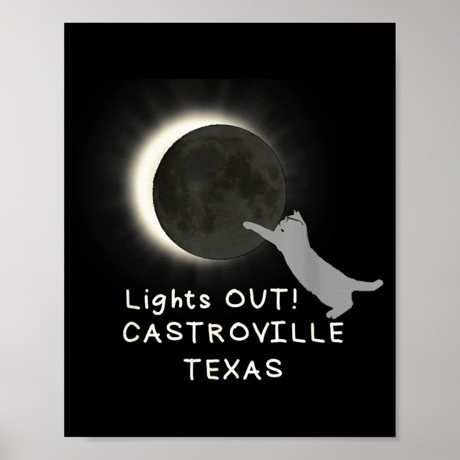 Poster Gato engraçado do eclipse solar total de Castrovil (Frente)