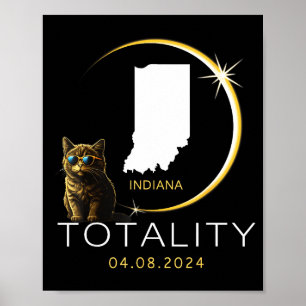 Poster Gato engraçado do eclipse solar total de Indiana