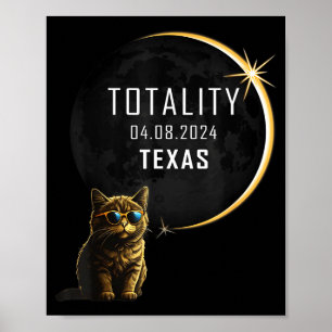 Poster Gato engraçado do eclipse solar total do Texas