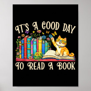 Poster Gato engraçado e amantes de livros - um bom dia pa