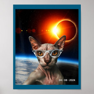 Poster Gato Engraçado Eclipse Solar Canadense Sphynx