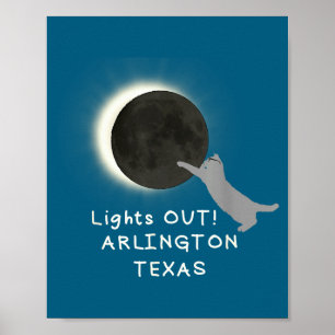 Poster Gato Engraçado Eclipse Solar Total Arlington