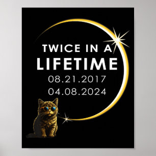 Poster Gato Engraçado Eclipse Solar Total Duas Vezes