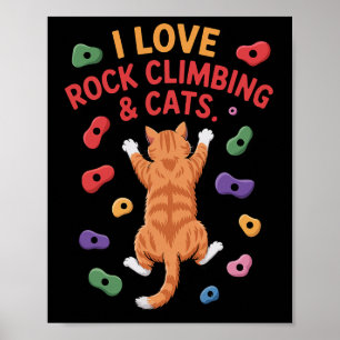 Poster Gato Engraçado Escalador de Rocha Suporte de Pared