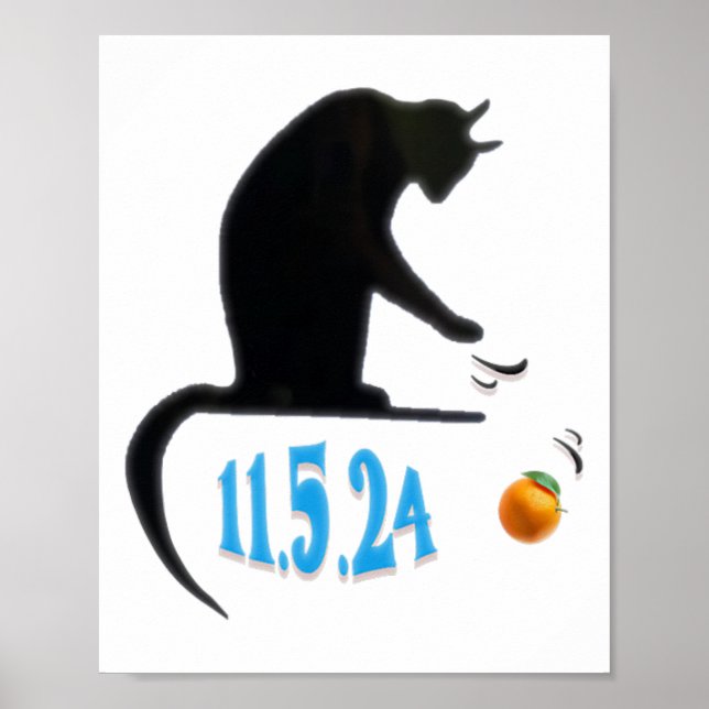 Poster Gato Engraçado Espetando Laranja Na Mesa Da Eleiçã (Frente)
