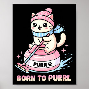Poster Gato Engraçado Fofo Curling Nascido Purrl