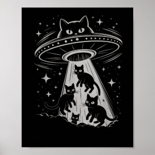 Poster Gato Engraçado Gato Ufo Alienígena Espacial Galáxi