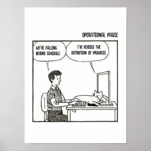 Poster Gato Engraçado Humor Corporativo Cartoon de Escrit