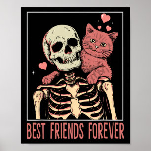 Poster Gato Engraçado Lady Tarot Card Skeleton Kitten Lov