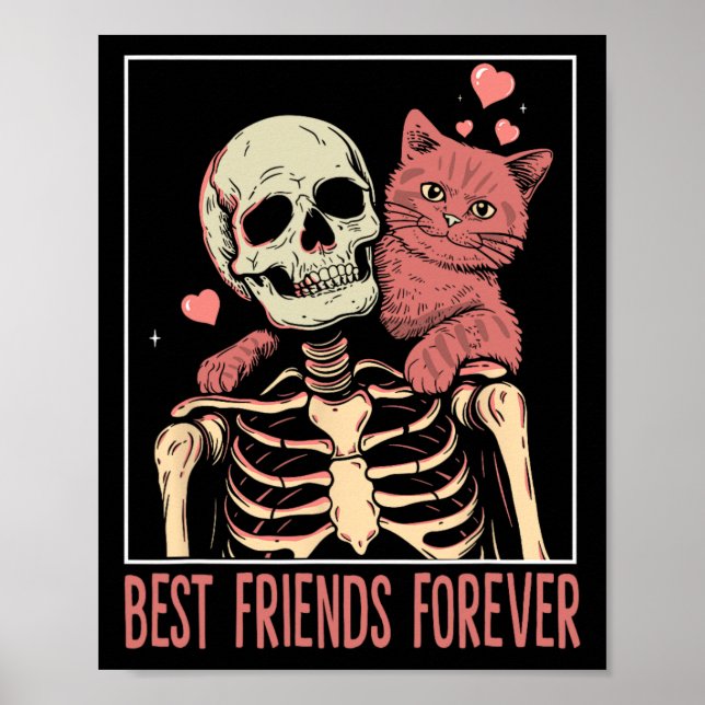 Poster Gato Engraçado Lady Tarot Card Skeleton Kitten Lov (Frente)