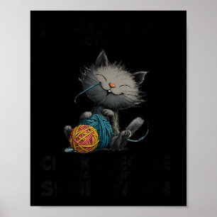 Poster Gato engraçado que eu tricoto para não estrangular