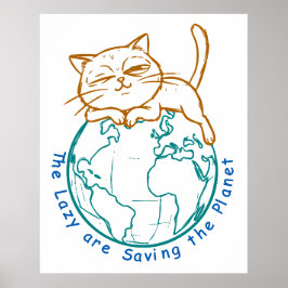 Poster Gato Engraçado Salvando o Planeta Ambientalista Pr
