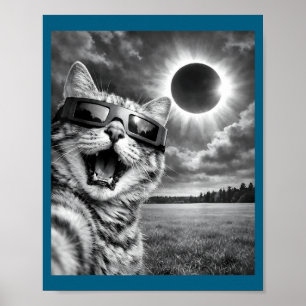 Poster Gato Engraçado Selfie Eclipse Solar Animal