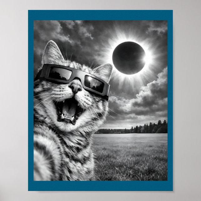 Poster Gato Engraçado Selfie Eclipse Solar Animal (Frente)