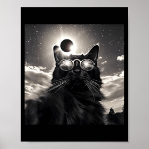 Poster Gato Engraçado Selfie Eclipse Solar Total