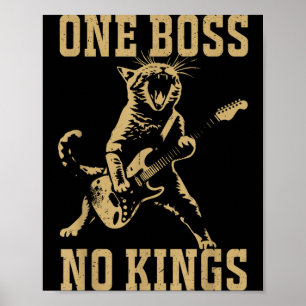 Poster Gato Engraçado Tocando Guitarra Um Chefe Reis na A