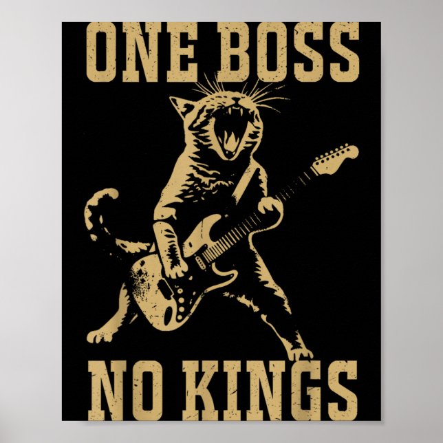 Poster Gato Engraçado Tocando Guitarra Um Chefe Reis na A (Frente)