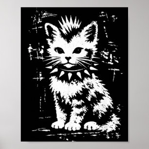 Poster Gato engraçado vintage punk meme gatinho homens mu