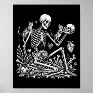 Poster Gato Esqueleto Caveira Gatinho Fofo Halloween Home