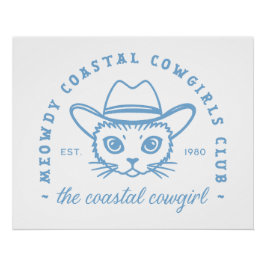 Póster Gato estético do clube de praia de cowgirl costeir