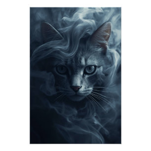 Póster Gato Etéreo na Fumaça e Névoa – Poster Místico