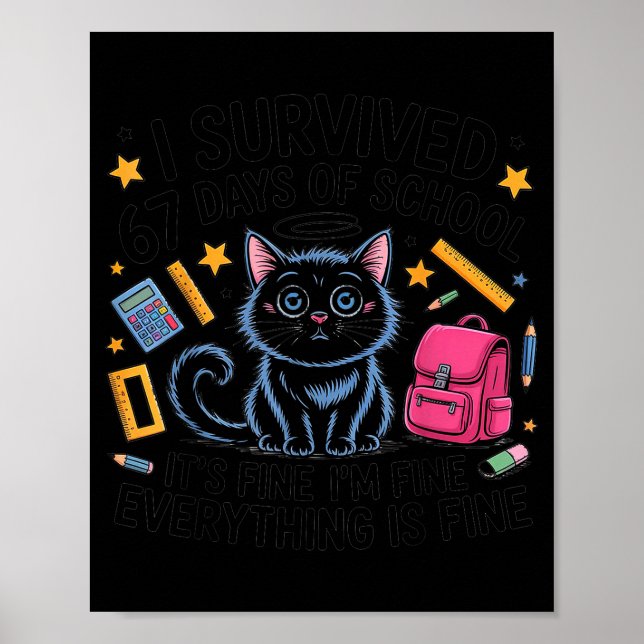 Poster Gato eu sobrevivi 67 dias de professores alunos (Frente)