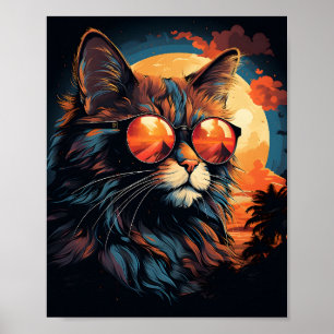 Poster Gato Fantástico Vestindo Óculos de sol Gato Engraç