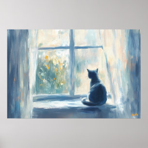 Poster Gato Fauvista em Janela Iluminada pelo Sol – Perso