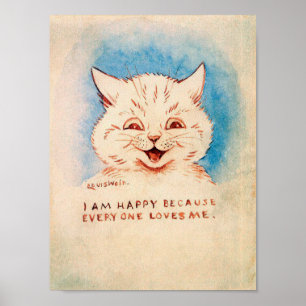 Poster Gato Feliz Sorridente, Louis Wain