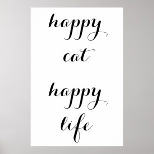 Poster Gato Feliz, Vida Feliz