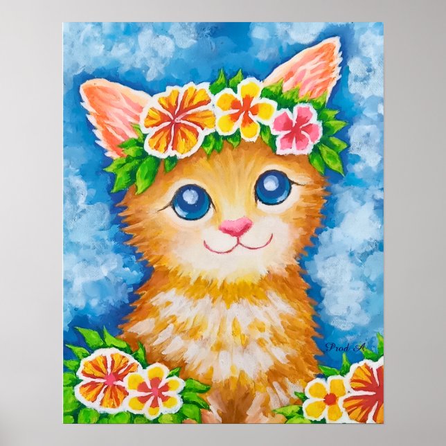 Poster Gato Floral★ (Frente)