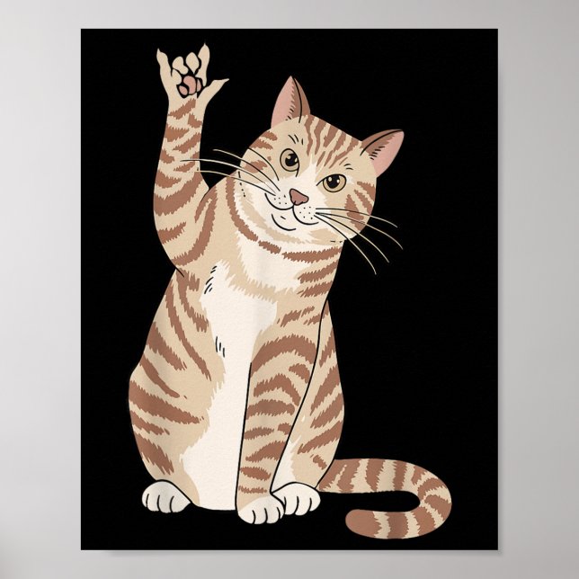 Poster Gato Fofo Ily Sinal de Mão Asl Perda Auditiva Surd (Frente)