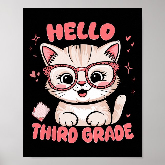 Poster Gato Fofo Terceira Série Vibes Volta às Aulas Prof (Frente)