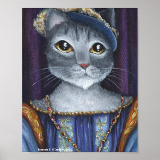 Póster Gato Francês Rei Renascentista Arte Retrato do Vel