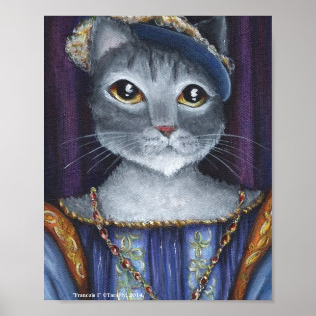 Póster Gato Francês Rei Renascentista Arte Retrato do Vel (Frente)