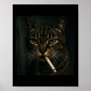 Poster Gato Fumante Engraçado, Gatinho de Cigarro, Meme Z