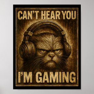 Poster Gato Gamer Divertido Homens Mulheres Meninos Não P