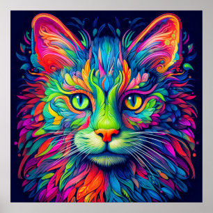 Poster Gato Gato Colorido Artístico Majestoso