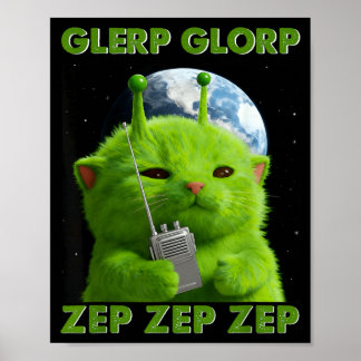Poster Gato Gnarp Meme de Gato Alien Idiota Meme Brainrot