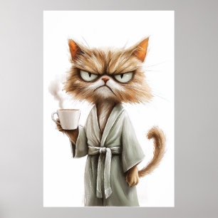 Poster Gato Grumpy Precisa De Café