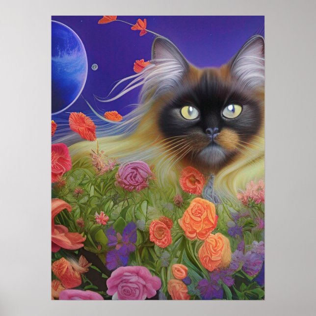 Poster Gato Himalaia no Jardim (Frente)