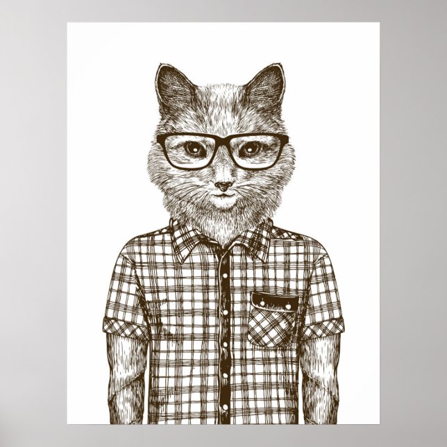 Poster Gato hipster (Frente)