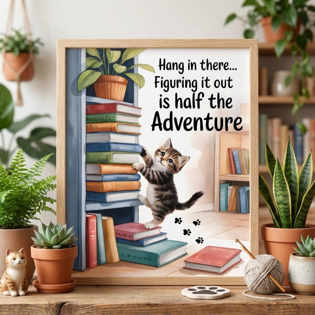 Poster Gato Inspirador Engraçado Segure Firme (Criador carregado)