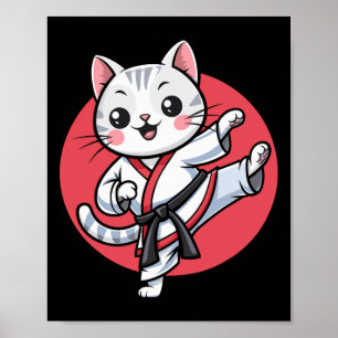 Poster Gato Japonês Karate Kawaii Jiu Jitsu Women Girls K