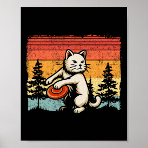 Poster Gato Jogador de Golfe de Disco Vintage Retro