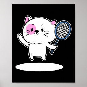 Poster Gato Jogando Badminton Jogador De Badminton Para H