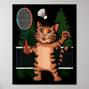 Poster Gato Jogando Badminton Jogador De Tartarugas Jogad
