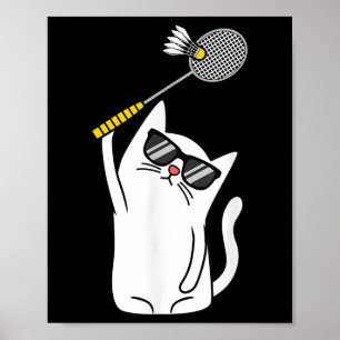 Poster Gato Jogando Badminton Jogador De Tartarugas Jogad