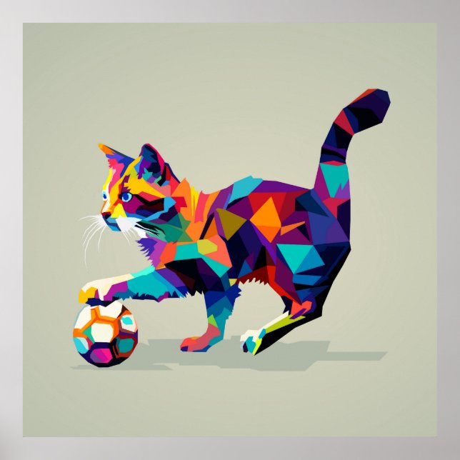 Poster Gato jogando bola (Frente)